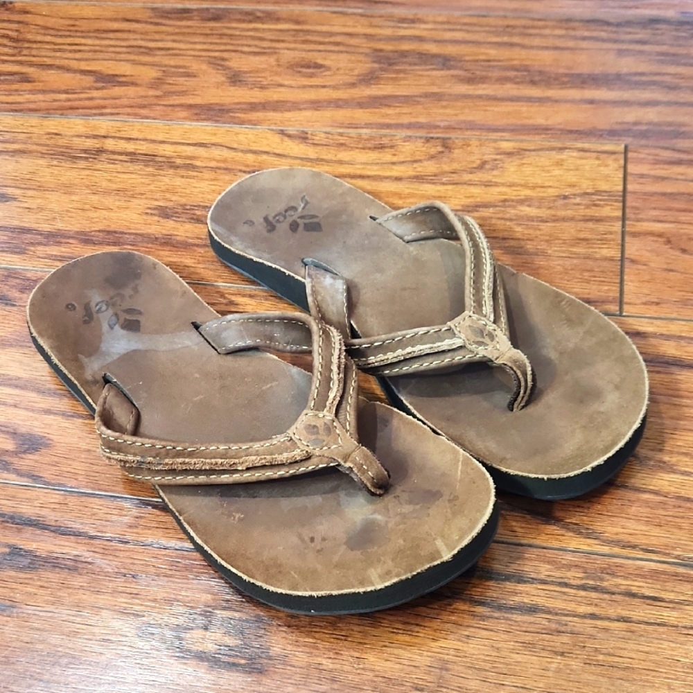 Reef Brown Leather Womens Flip Flop Sandals - Picture 1 of 3